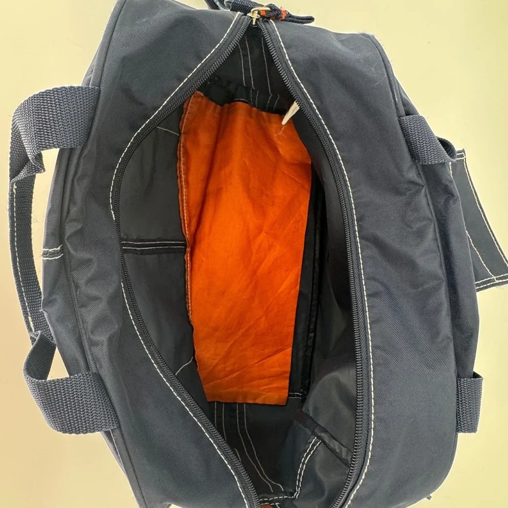 Eastsport Vintage Duffel Bag Navy Blue Orange Accent Gym Travel Weekender Large